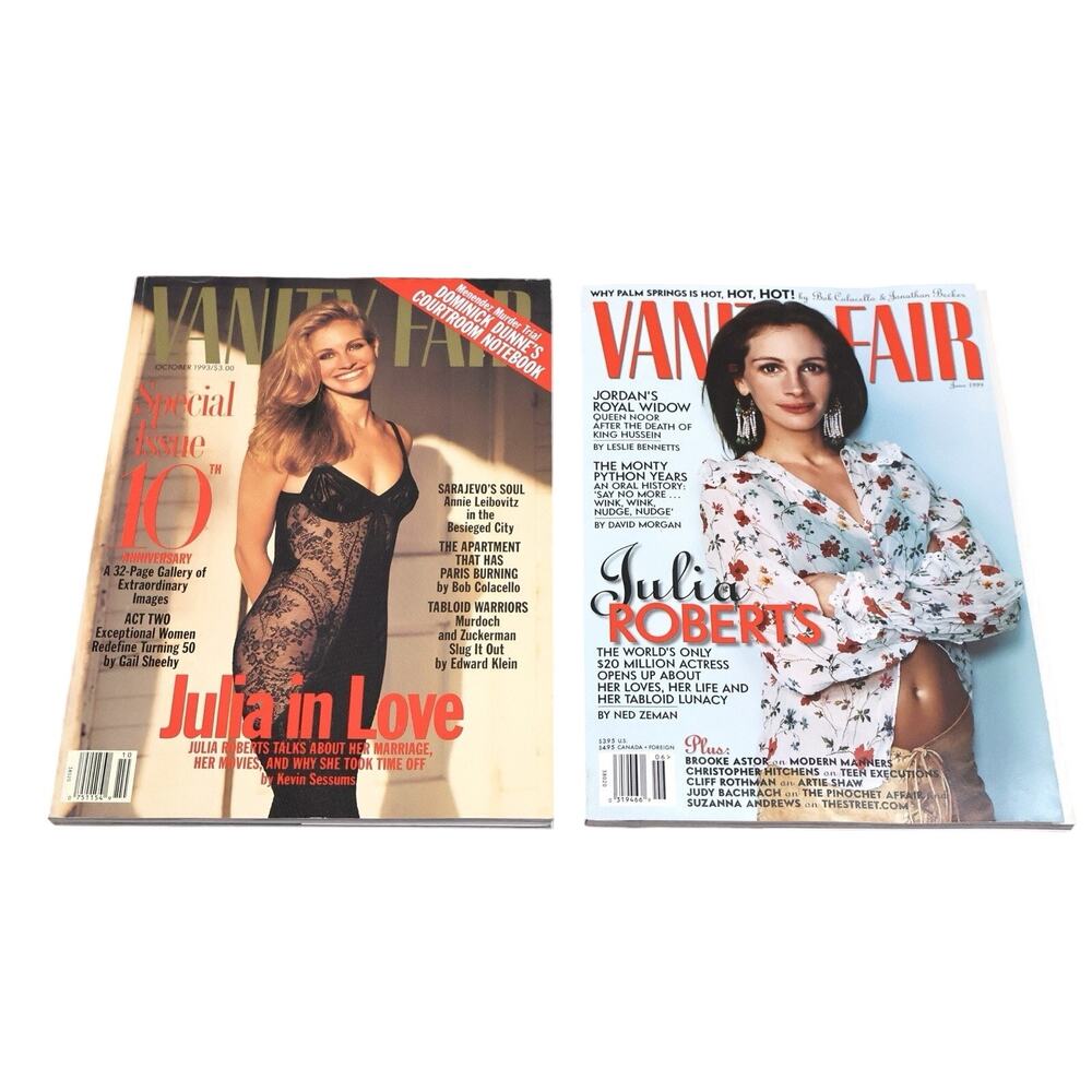 Vintage Vanity Fair Magazine Lot Julia Roberts Fashion Celebs 90s 1993 1999